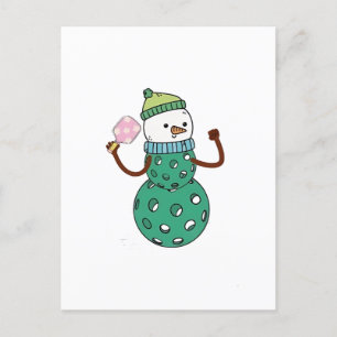 Pickleball Snowman Funny Christmas Xmas  Invitation Postcard