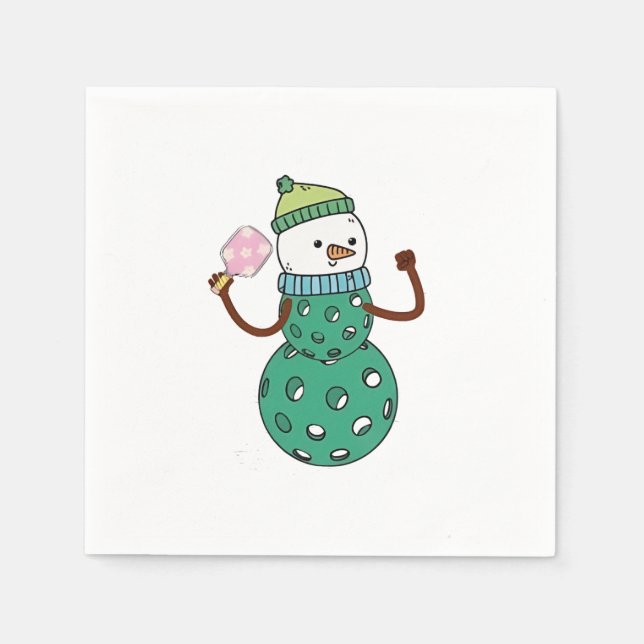 Pickleball Snowman Funny Christmas Xmas  Napkin (Front)
