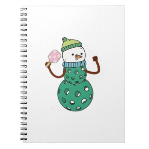 Pickleball Snowman Funny Christmas Xmas Notebook