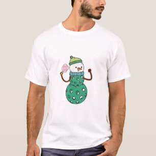 Pickleball Snowman Funny Christmas Xmas  T-Shirt
