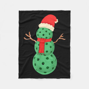 Pickleball snowman - funny pickleball christmas, fleece blanket