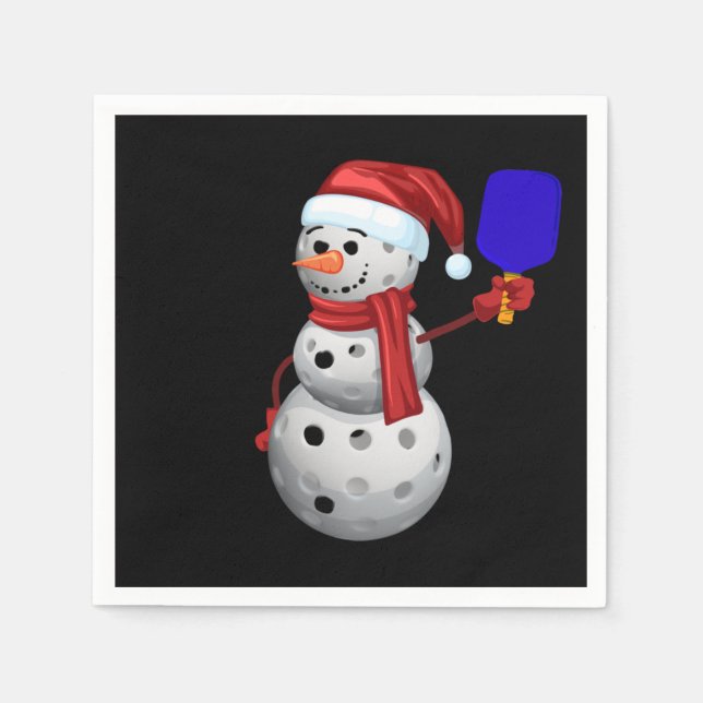 Pickleball Snowman Napkin (Front)