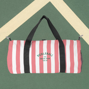 Pickleball Social Club Pink Stripe Monogram Duffle Bag