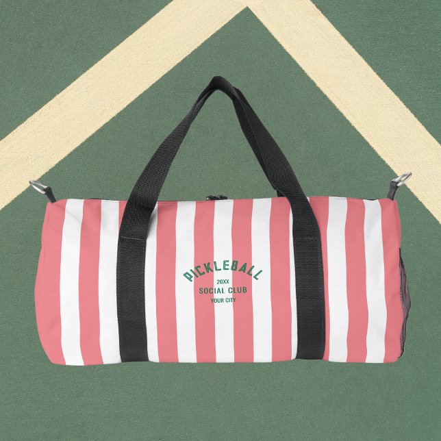 Pickleball Social Club Pink Stripe Monogram Duffle Bag (Creator Uploaded)