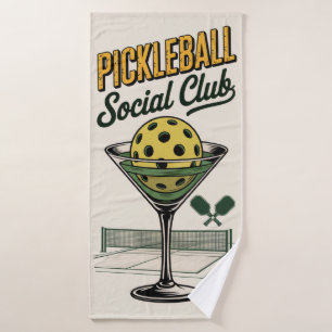 Pickleball Social Club Retro Paddle Court  Bath Towel