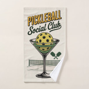 Pickleball Social Club Retro Paddle Court  Hand Towel