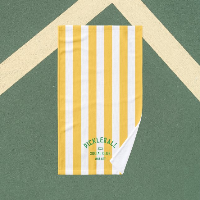 Pickleball Social Club Yellow Cabana Stripe Hand Towel (Creator Uploaded)