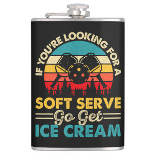 Pickleball Soft Serve Funny Sports Pun Hip Flask
