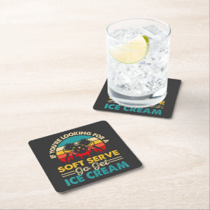 Pickleball Soft Serve Funny Sports Pun Square Paper Coaster