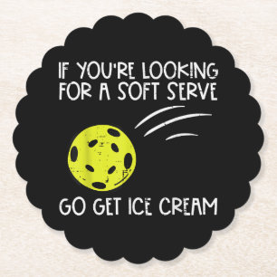 Pickleball Soft Serve Get Ice Cream Pickle Ball Me Paper Coaster