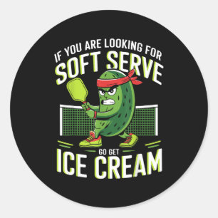 Pickleball soft serve ice cream for men women old classic round sticker