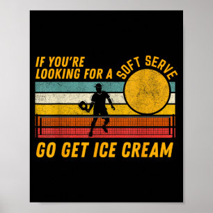 Pickleball soft serve joke retro sports pickle bal poster