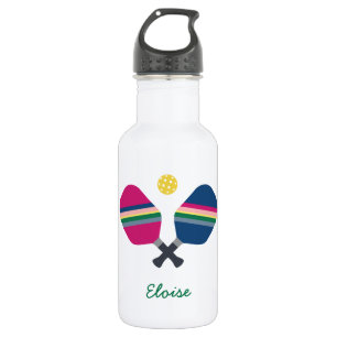 Pickleball Sport Striped Paddle Personalised Name 532 Ml Water Bottle
