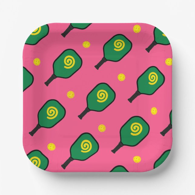 Pickleball Sports Party Paper Plate (Front)