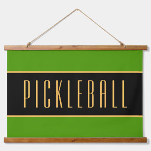 PICKLEBALL Sporty Refined Green Black Stripes Hanging Tapestry