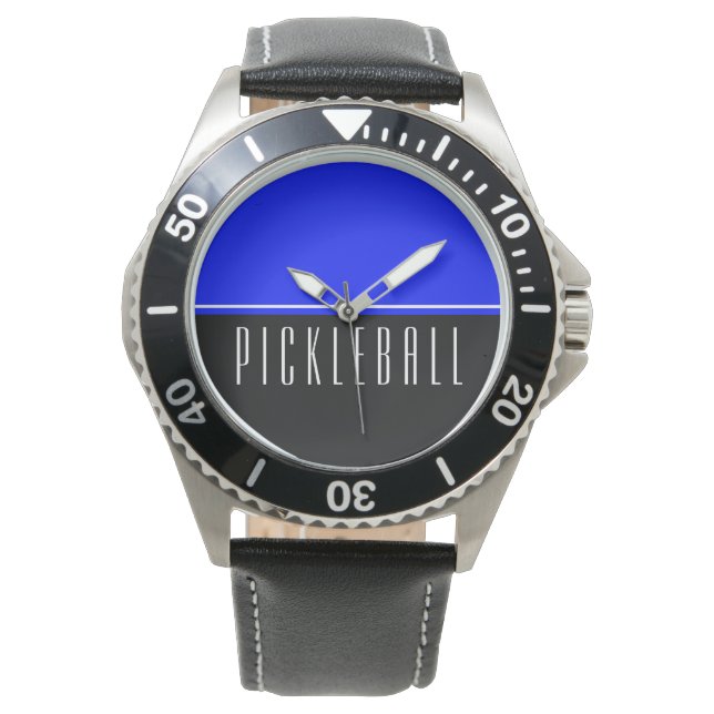 PICKLEBALL Sporty Vibrant Blue Black Colour Block Watch (Front)