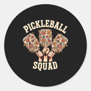 Pickleball squad funny pickleball team women girl classic round sticker