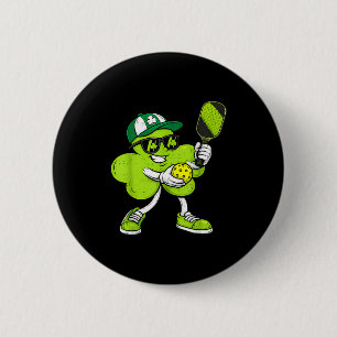 Pickleball st patricks day boys kids sport green 6 cm round badge
