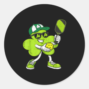 Pickleball st patricks day boys kids sport green classic round sticker