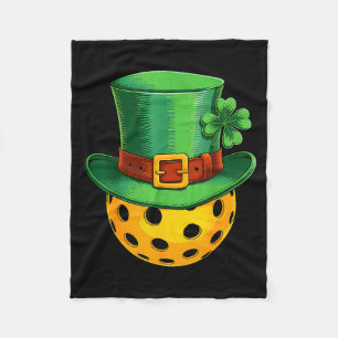 Pickleball st patricks day irish shamrock fleece blanket
