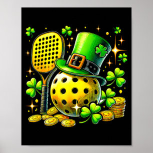 Pickleball st patricks day lucky pickleball player poster