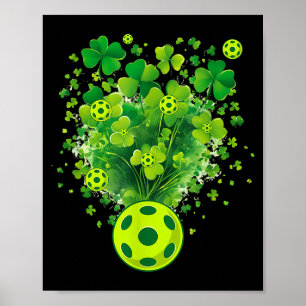 Pickleball st. patricks day shamrock clover poster