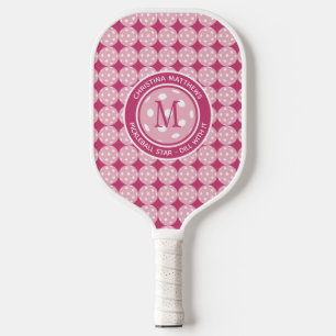 Pickleball Star Funny Quote Custom Name Pink  Paddle