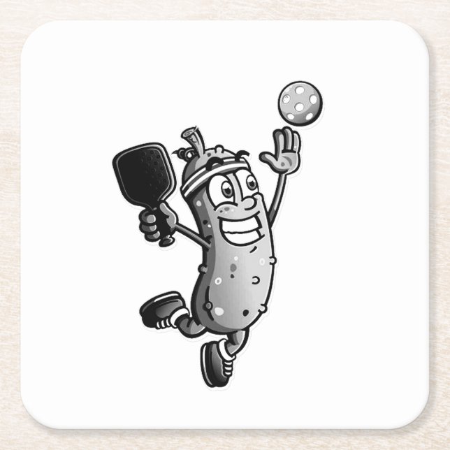Pickleball Star Square Paper Coaster (Front)
