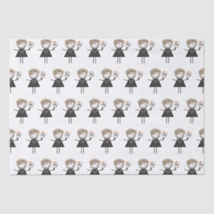 Pickleball Stick Figure Girl Tissue Paper