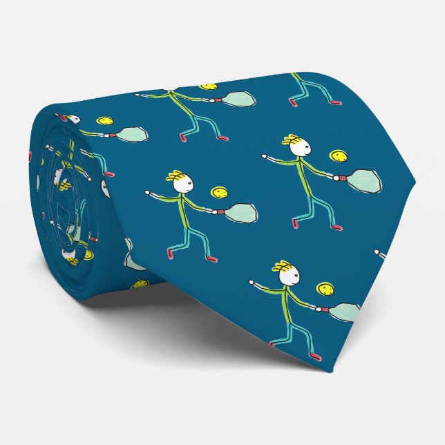 Pickleball Stickman Tie (Rolled)