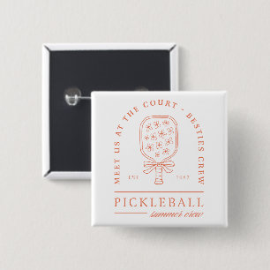 Pickleball summer besties girls crew aesthetic 15 cm square badge