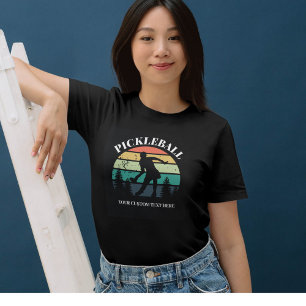 Pickleball Sunset Cool Retro Vintage Custom Text T-Shirt