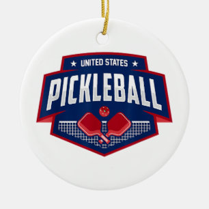 Pickleball Support the Team Pickleball Player USA Ceramic Ornament
