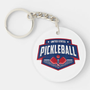 Pickleball Support the Team Pickleball Player USA Key Ring