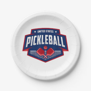 Pickleball Support the Team Pickleball Player USA Paper Plate
