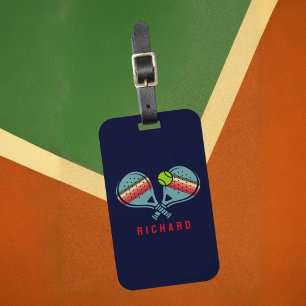 Pickleball Team Striped Paddles Custom Luggage Tag