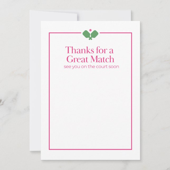 Pickleball Thank You Card | Great Match (Front)