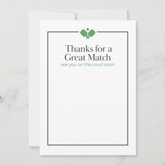 Pickleball Thank You Card | Navy Green (Front)