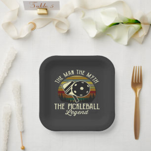 Pickleball- The Man, The Myth, The Legend Paper Plate