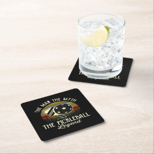 Pickleball- The Man, The Myth, The Legend  Square Paper Coaster