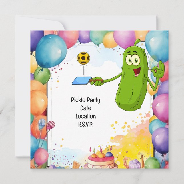 Pickleball themed Birthday Party  Save The Date (Front)