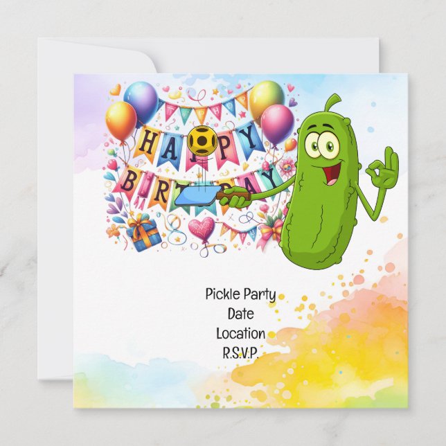 Pickleball themed Birthday Party  Save The Date (Front)