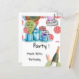 Pickleball themed for birthday party postcard