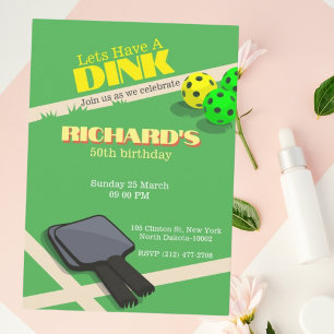 Pickleball Themed Sports Dinking Birthday Party Invitation