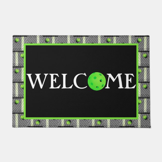Pickleball 'Til the Streetlights Come On! Grey Doormat (Front)