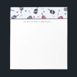 Pickleball To Do After Pickleball Dink Notepad<br><div class="desc">This notepad features a vibrant,  fun pattern with striped pickleball paddles,  balls and the word "dink!." In shades of blue,  green,  pink and yellow. Text reads "To Do After Pickleball... " but is customisable with a phrase or name of your choice. Part of a collection from Parcel studios.</div>