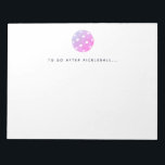 Pickleball To Do After Pickleball Player Notepad<br><div class="desc">This notepad features a pickleball with the phrase "To Do After Pickleball... ". Text is customisable with a phrase or name of your choice. Makes a great gift for pickleball players. Part of a collection from Parcel studios.</div>