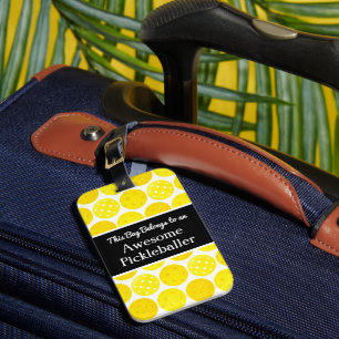 Pickleball Tournament Travel Yellow Pickleballs Luggage Tag