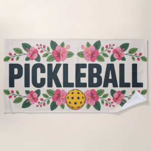 Pickleball Tropical Graphic Vacation Beach Towel