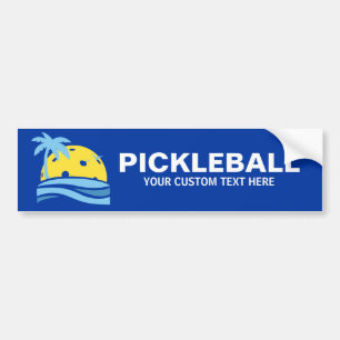 Pickleball Tropical Palm Tree Sun Your Custom Text Bumper Sticker